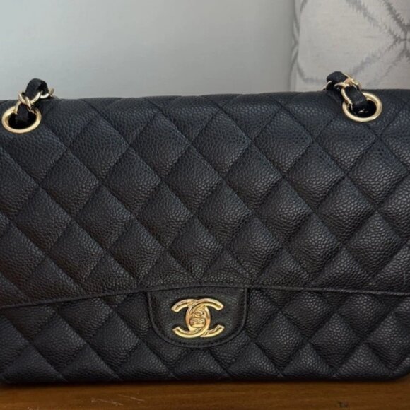 Chanel Classic Black Caviar Medium Double Flap Bag  Authentic Pre-Owned - Picture 1 of 7
